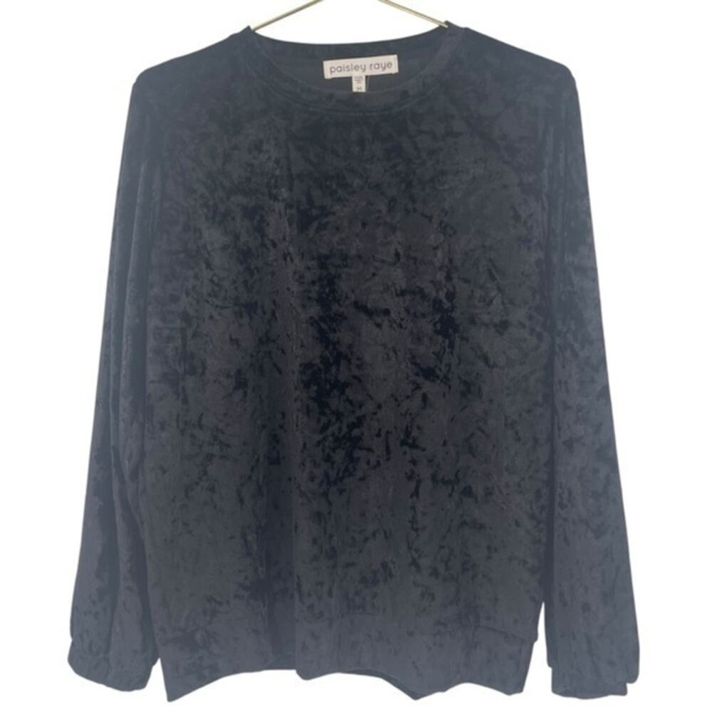 NWT Paisley Raye Medium Black velvet long sleeve top